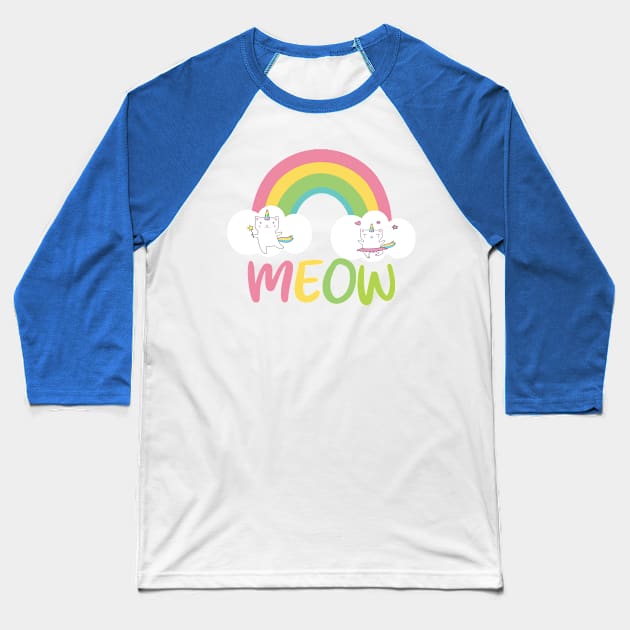 Meow rainbow cat Baseball T-Shirt by ArtMaRiSs